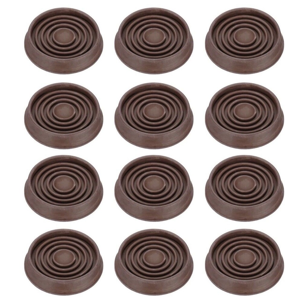 Senegal, 12 Pcs Caster Cups Furniture Floor Protector Cups Non-Slip Round DkBrn